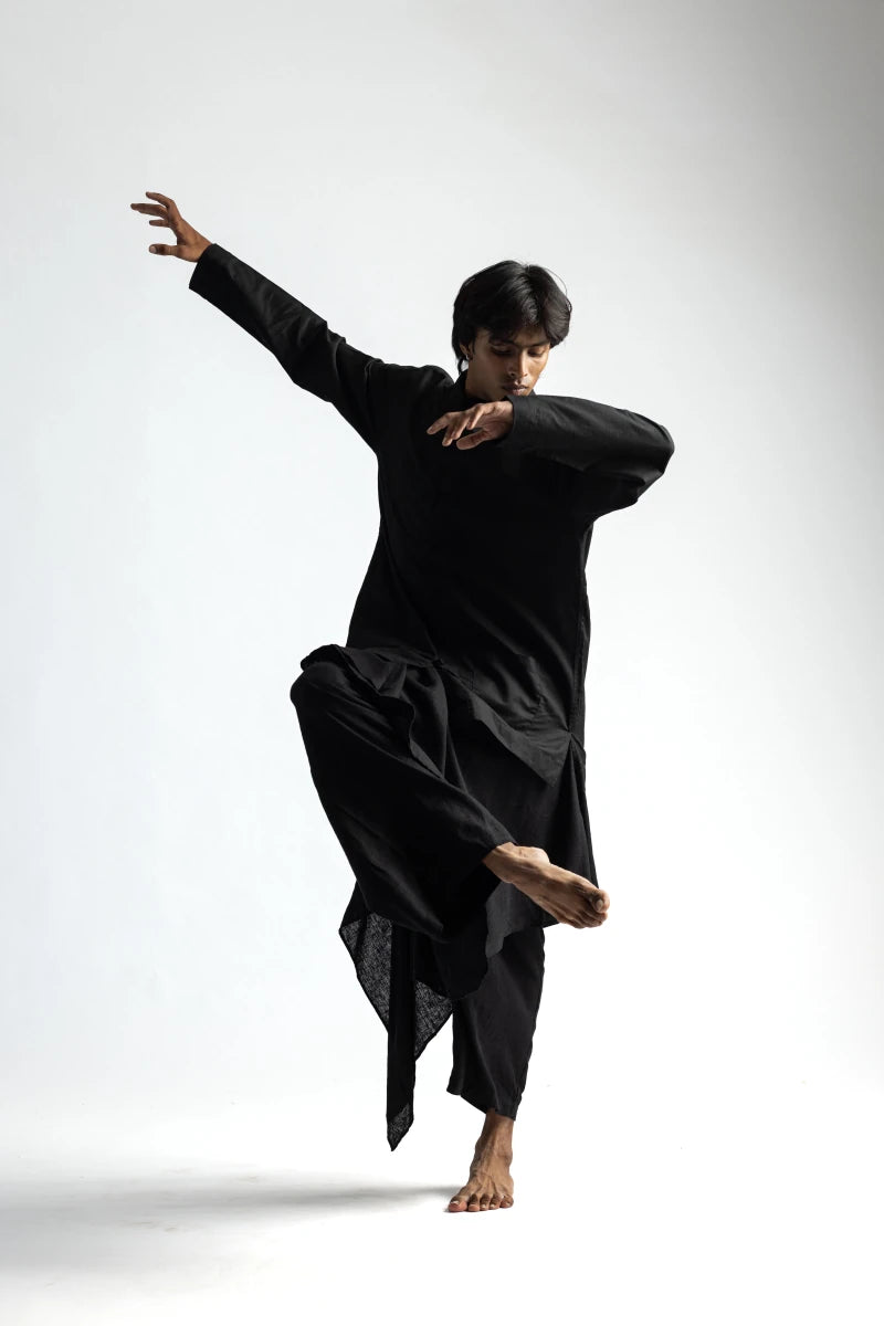 Mandarin Collar Co-ord Set - Men - Black - Cotton - Naymish Designs