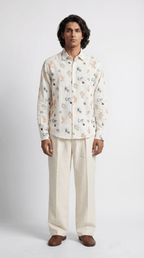 Marine Life Coral Shirt Men - White Available in Cotton and Linen - Naymish Designs