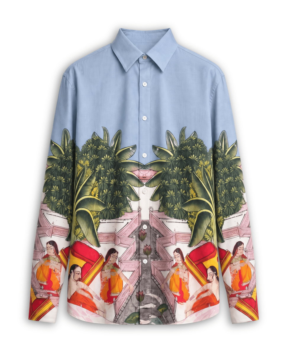 Medieval Backyard - Pichhwai Art Women Shirts in Cotton - Naymish Designs