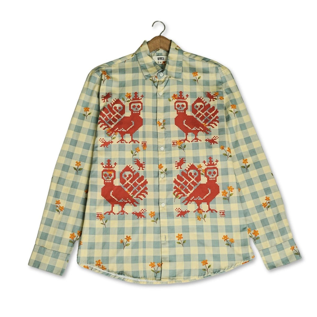 Memento Mori Checks - Luxury Designer Shirt | Soft Cotton or Pure Linen | Partywear shirt for Men - Naymish Designs