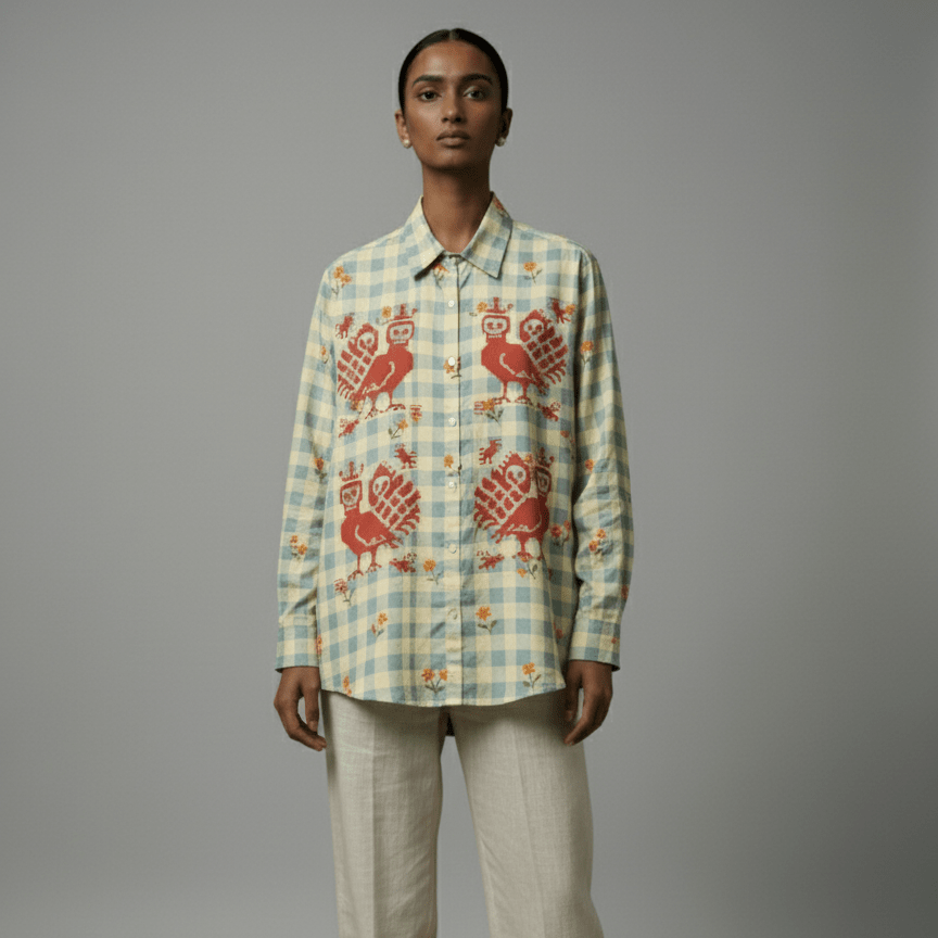 MM Shirt Women - Memento Mori Checks Shirt for Women - Luxury Designer | Soft Cotton or Pure Linen  - Naymish Designs