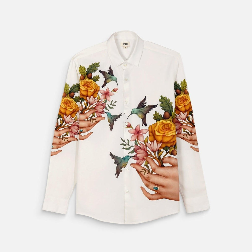 Nature's Love Affair - Luxury Designer Shirt | Soft Cotton or Pure Linen | Partywear shirt for Men - Naymish Designs