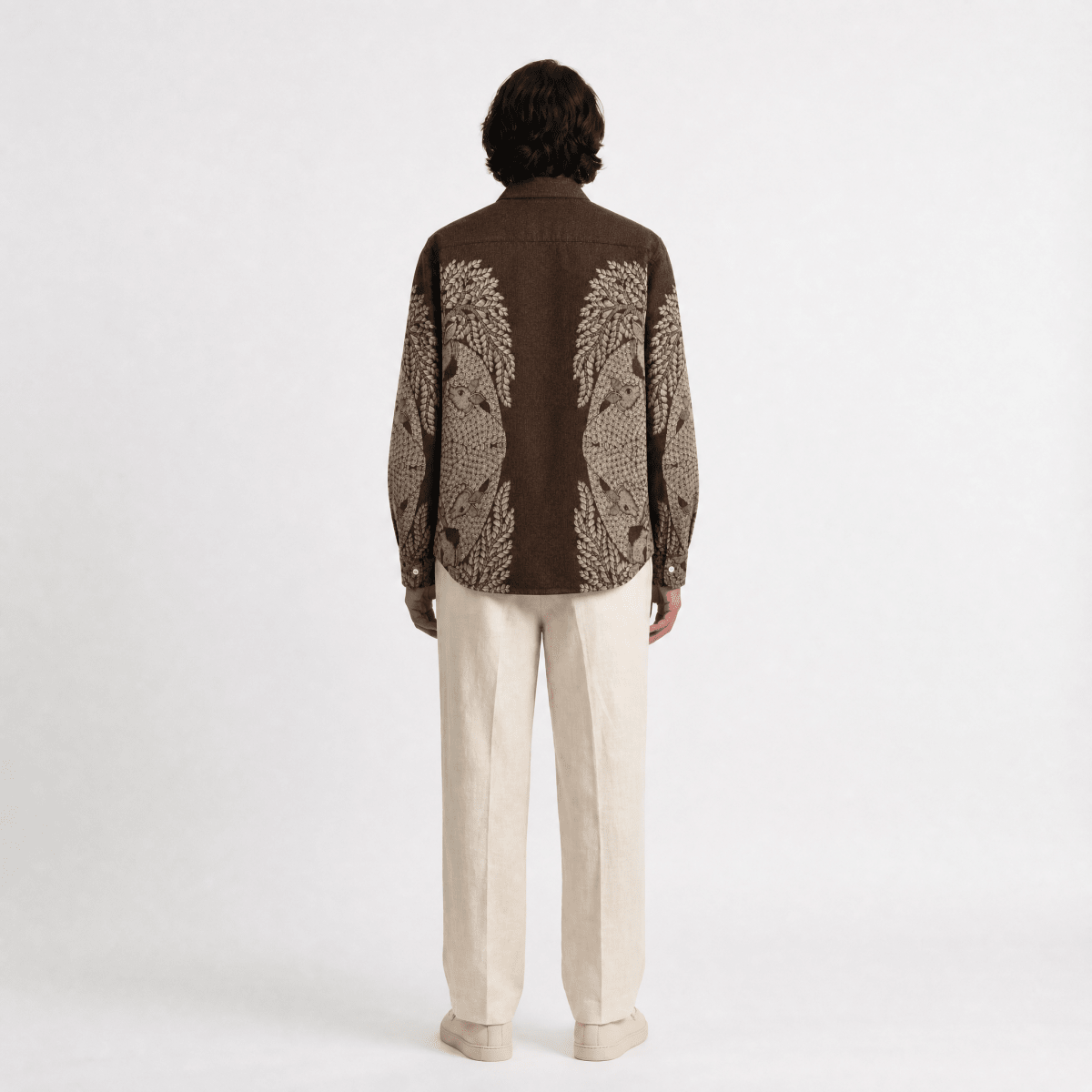 Naymish Cotton Men Shirts — Gond Tree of Life — Brown OR Grey - Naymish Designs