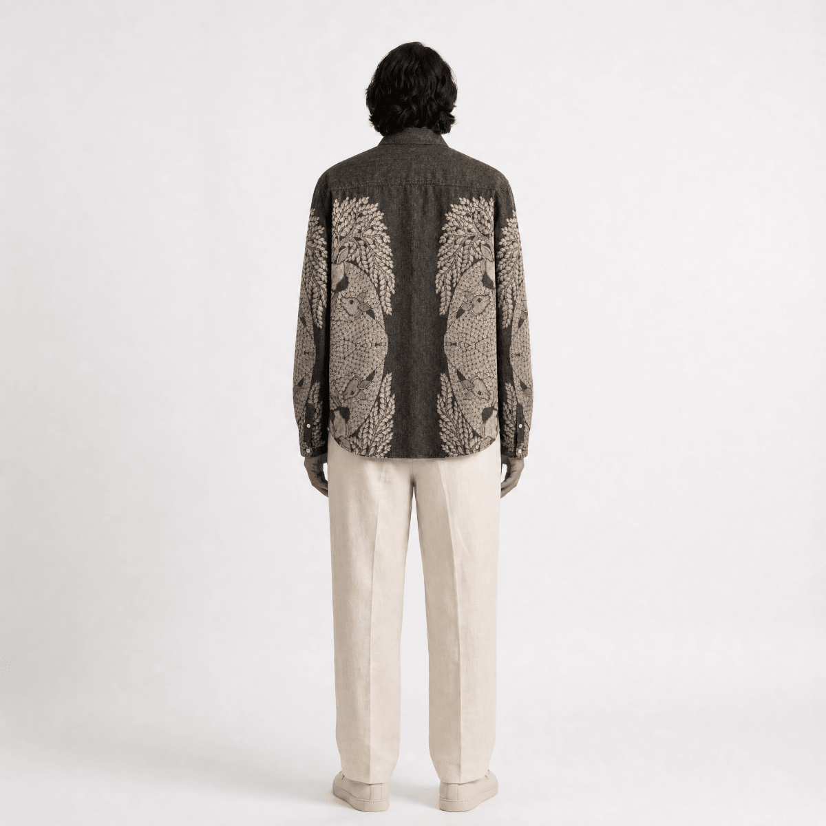 Naymish Cotton Men Shirts — Gond Tree of Life — Brown OR Grey - Naymish Designs