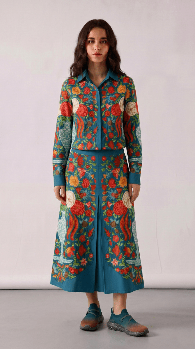 Naymish Cotton Women Coord Set — Spring Bloom — Floral — Resort Wear - Naymish Designs