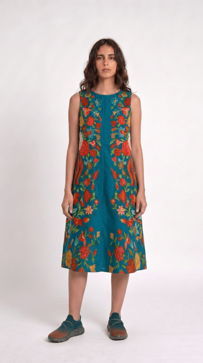 Naymish Cotton Women Dress — Spring Bloom — Floral — Evening Wear - Naymish Designs