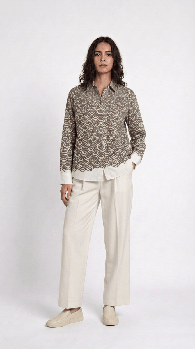 Naymish Cotton Women Shirt — Fish Scale — Black — Signature Wear - Naymish Designs