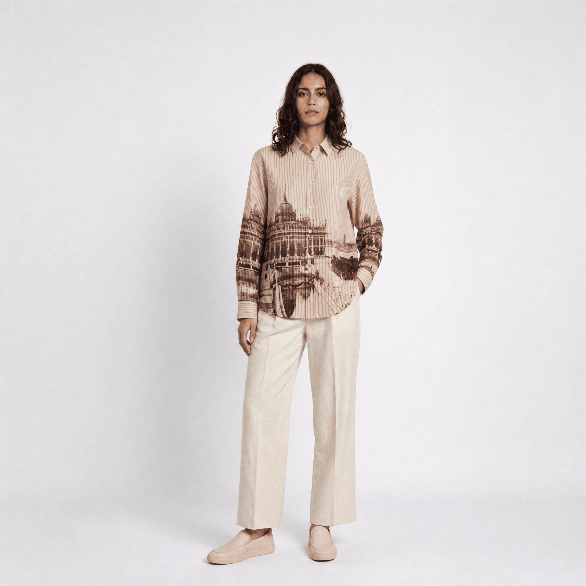 Naymish Cotton Women Shirt — Lucknow — Brown — Signature Wear - Naymish Designs