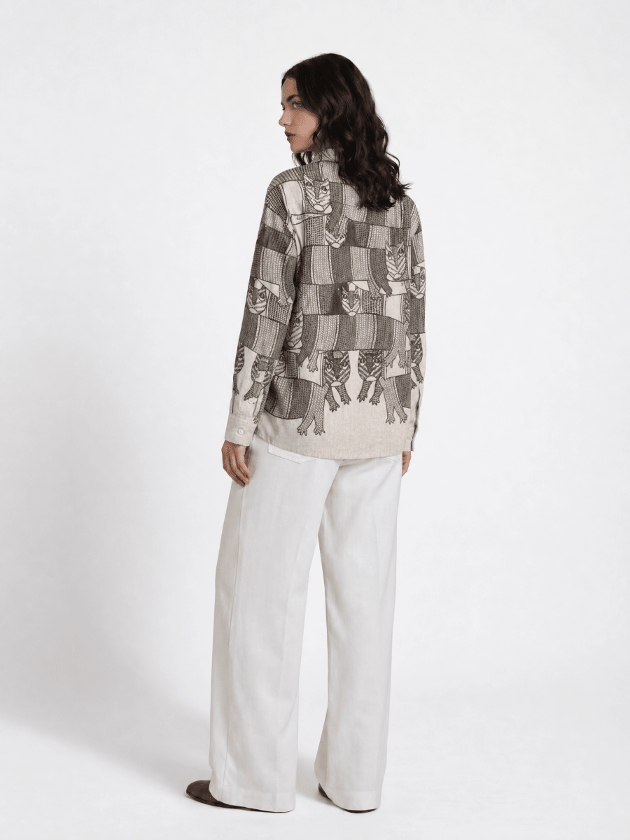 Naymish Giza Cotton Women Shirt — Gond Forest — Red - Naymish Designs