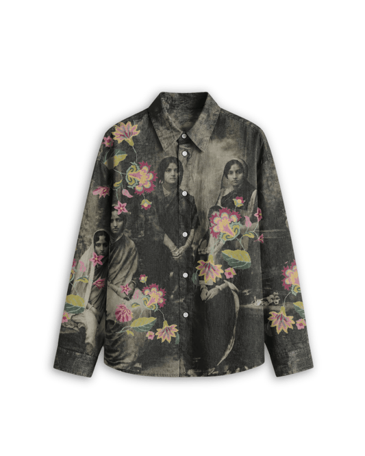 Naymish Giza Cotton Women Shirt — Vintage Family — Red - Naymish Designs