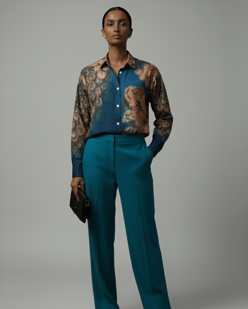 Peacock on the Wall Shirt for Women - Luxury Designer | Soft Cotton or Pure Linen  - Naymish Designs