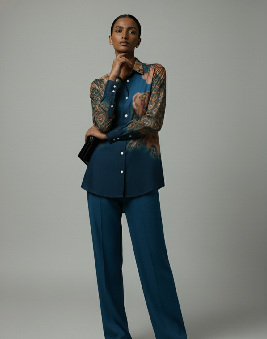 Peacock on the Wall Shirt for Women - Luxury Designer | Soft Cotton or Pure Linen 