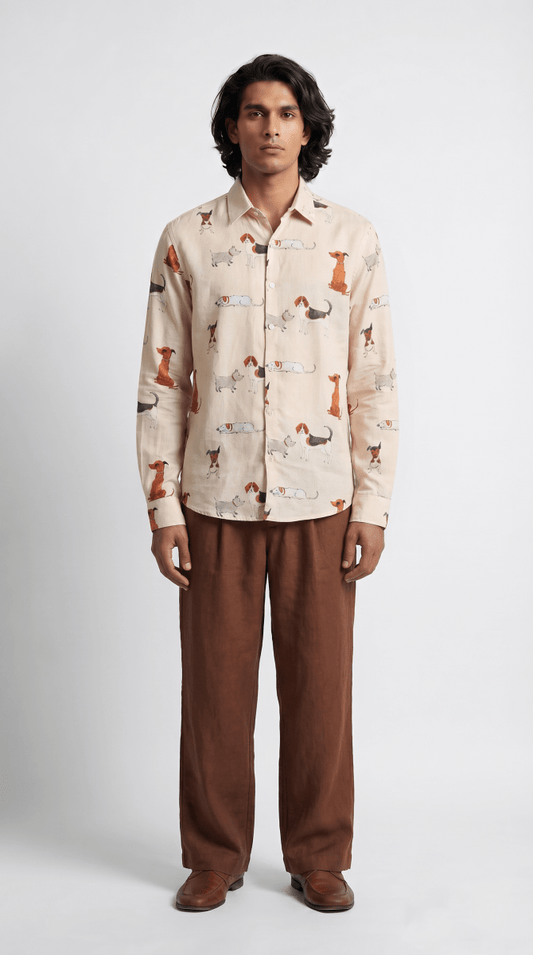 Pup Culture Shirt Men - Luxury Designer Shirt | Pure Linen | Partywear shirt for Men - Naymish Designs