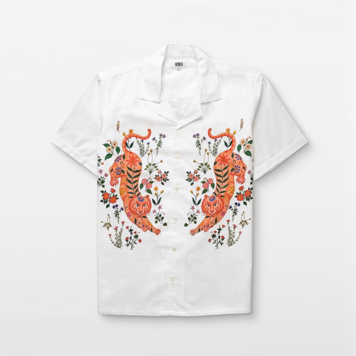 Roar & Roses - White Half Sleeve Summer Shirts for Men - Naymish Designs