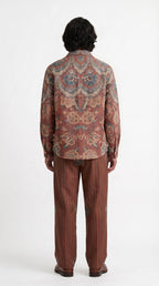 Rosette Tapestry Shirt Men - Printed Giza Cotton Shirt - Naymish Designs