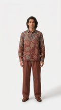 Rosette Tapestry Shirt Men - Printed Giza Cotton Shirt - Naymish Designs