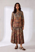 Rosette Tapestry Shirt Women - Printed Giza Cotton Shirt - Naymish Designs