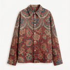 Rosette Tapestry Shirt Women - Printed Giza Cotton Shirt - Naymish Designs