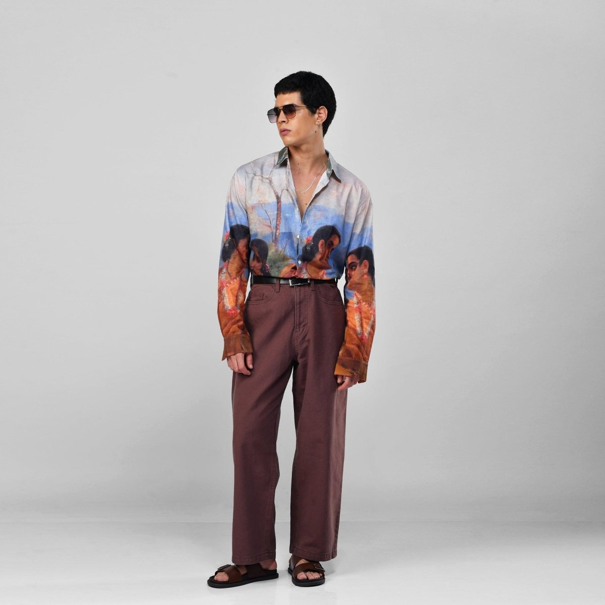 Shakuntala by Raja Ravi Varma - Luxury Designer Shirt | Soft Cotton or Pure Linen | Partywear shirt for Men - Naymish Designs