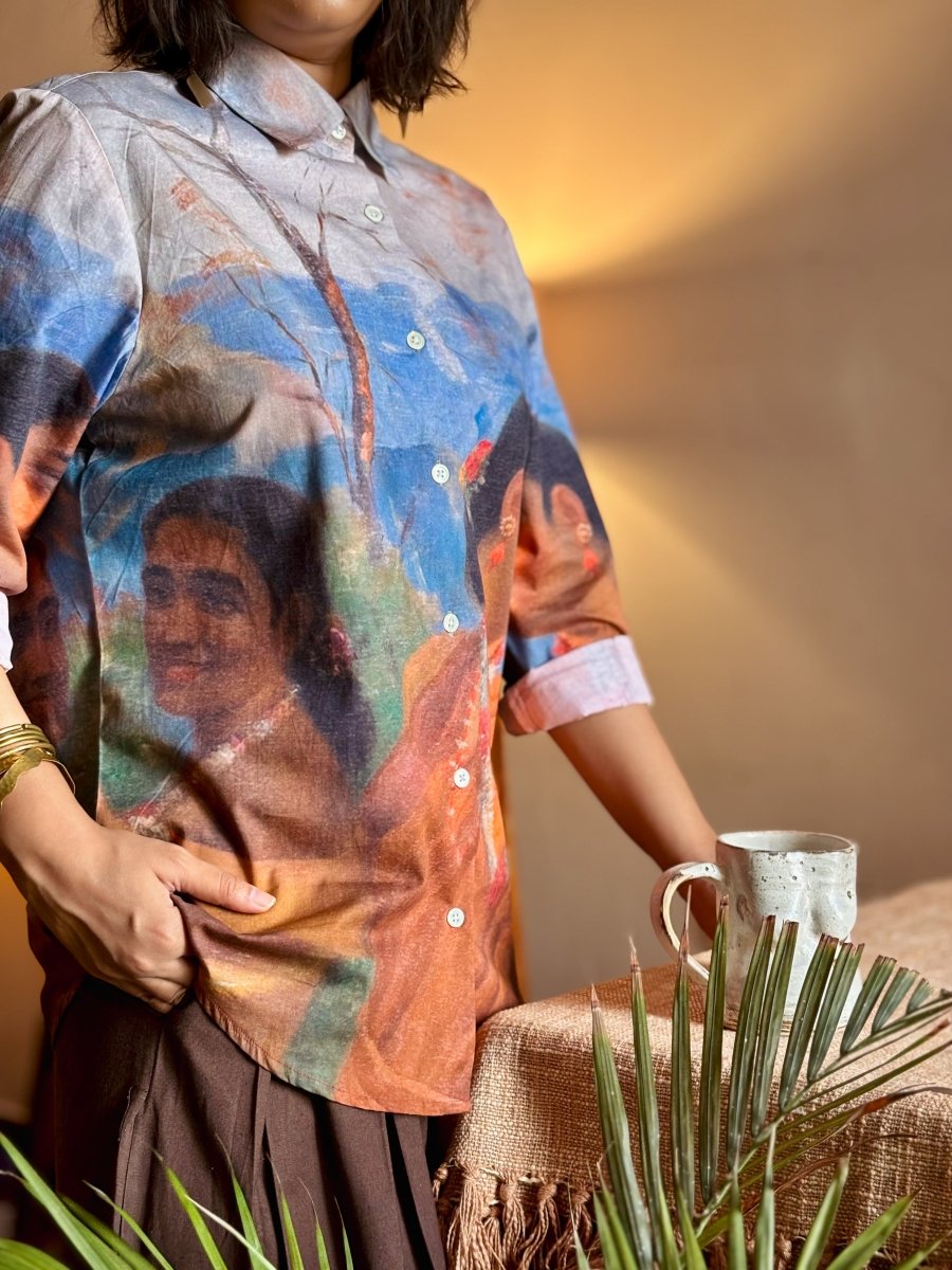 Shakuntala Shirt - Women - Brown - Giza Cotton - Naymish Designs