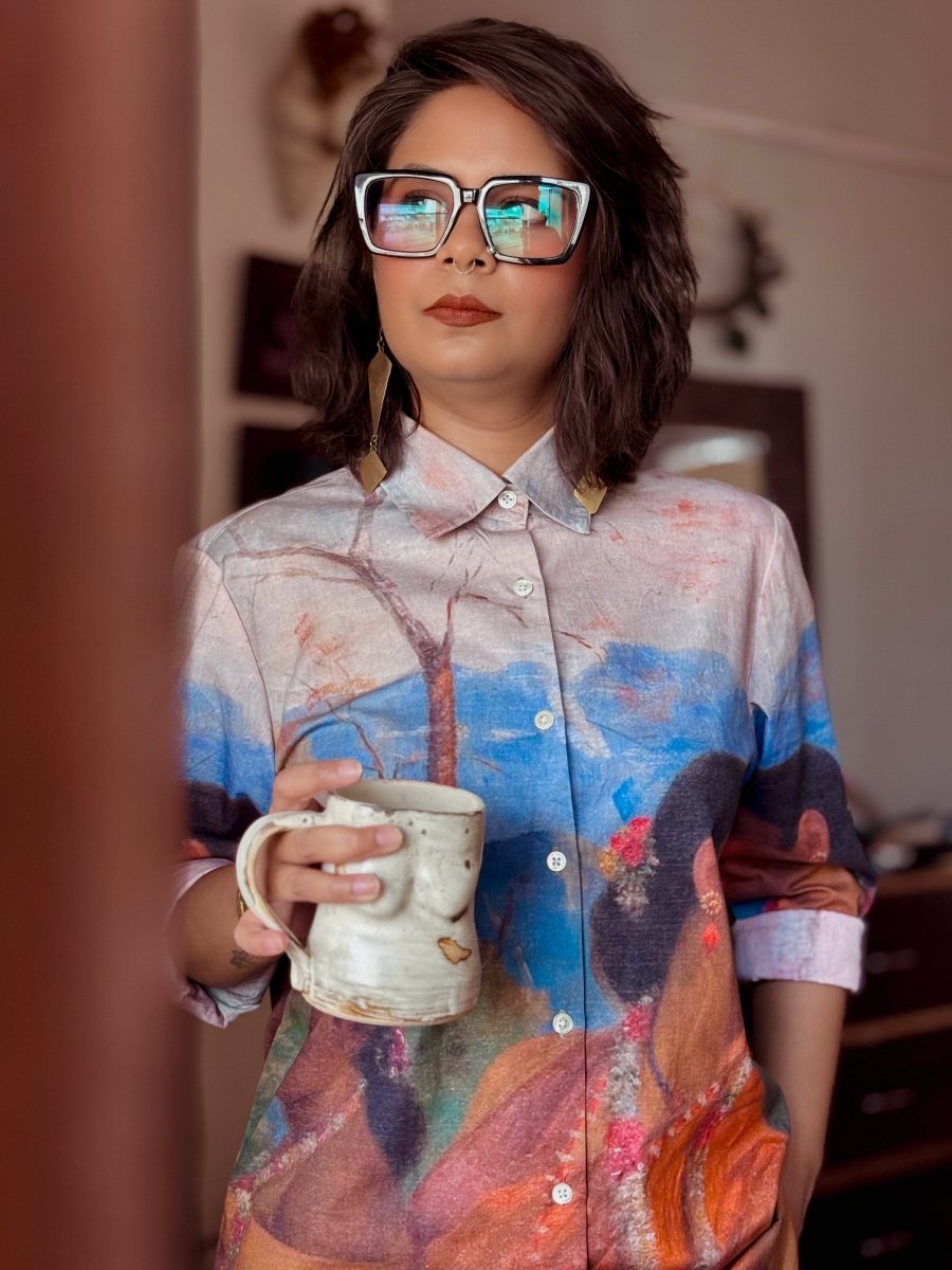 Shakuntala Shirt - Women - Brown - Giza Cotton - Naymish Designs