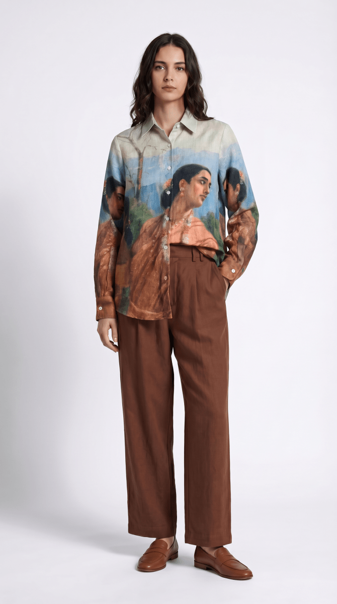 Shakuntala Women - Shirt Women - Raja Ravi Varma - Shirt for Women Luxury Designer | Soft Cotton or Pure Linen  - Naymish Designs