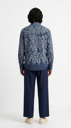 Gond Leaf Shirt Men Blue back view