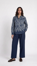 Gond Leaf Shirt Women Blue front view