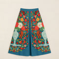Spring Bloom teal floral cotton skirt, front flat lay