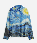 Starry Night Shirt for Men - Blue Available in Cotton and Linen - Naymish Designs