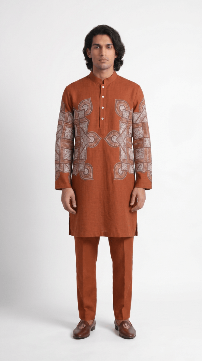 Terra-Rangoli-Kurta Set-Men - Naymish Designs