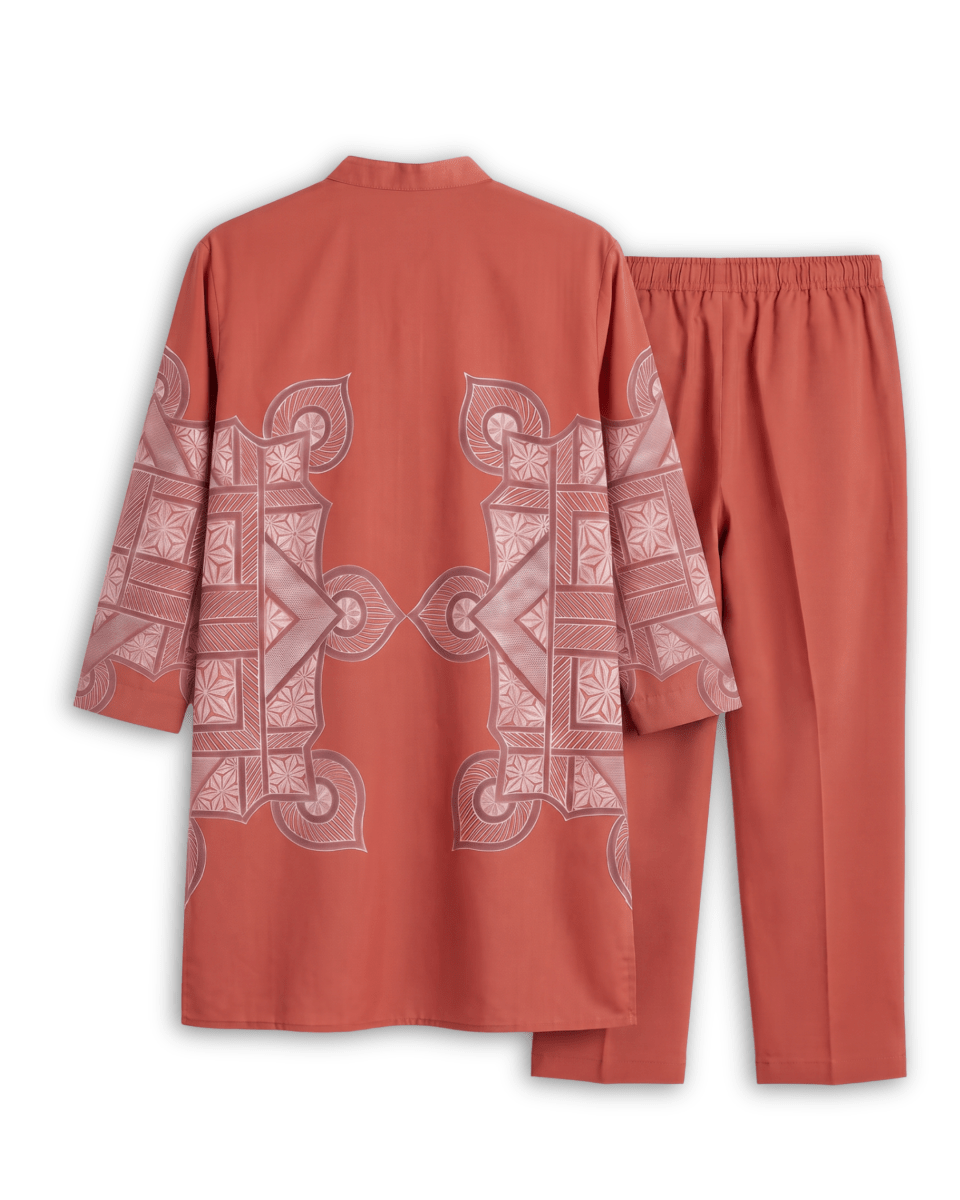 Terra Rangoli Kurta Set Men - Red - Naymish Designs