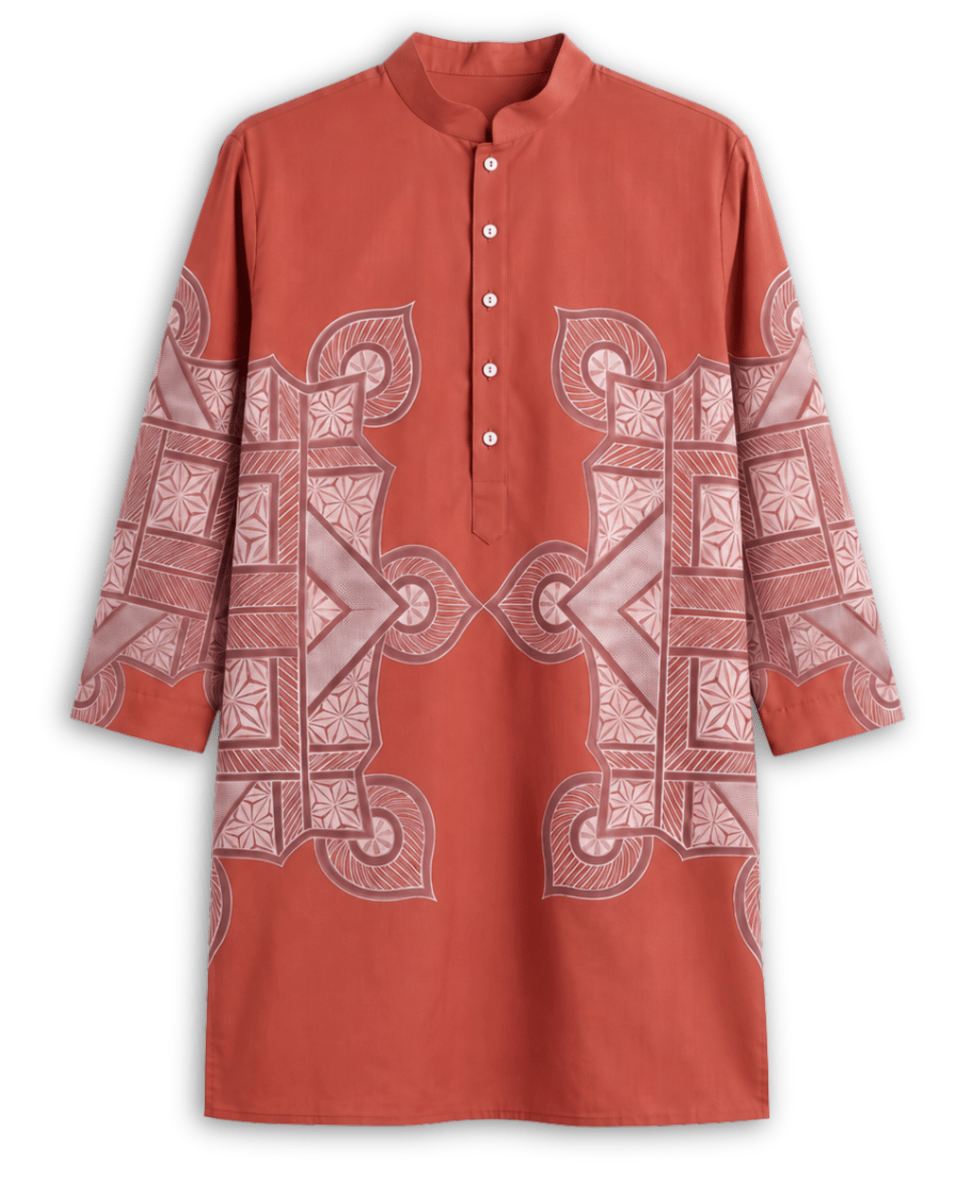 Terra Rangoli Kurta Set Men - Red - Naymish Designs