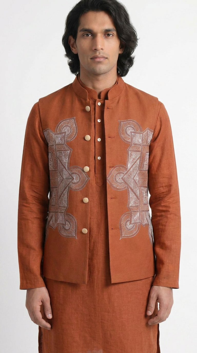 Terra Rangoli vest men front model