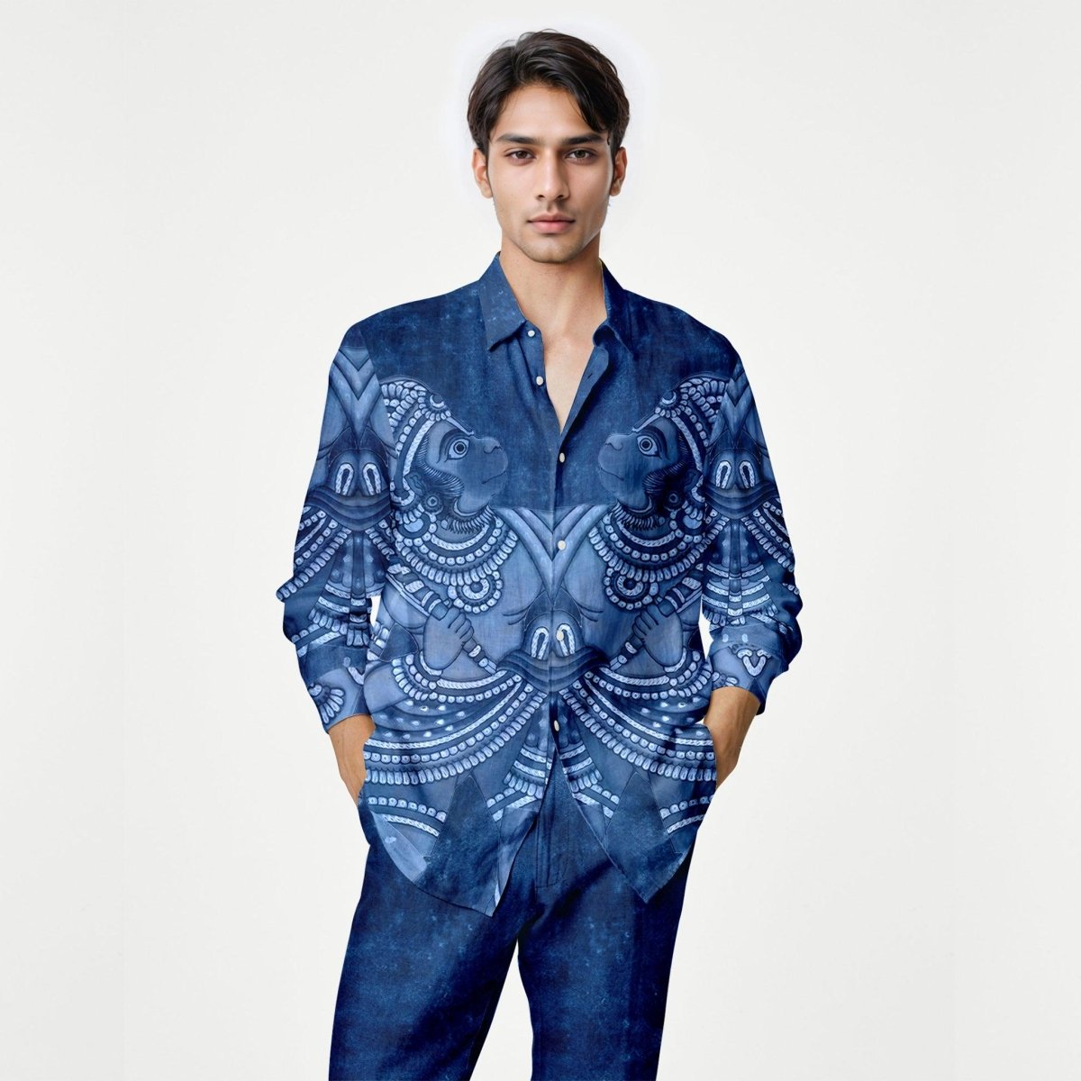 Vanaryugalam Men Shirt Blue in Soft Cotton or Premium Linen - Naymish Designs