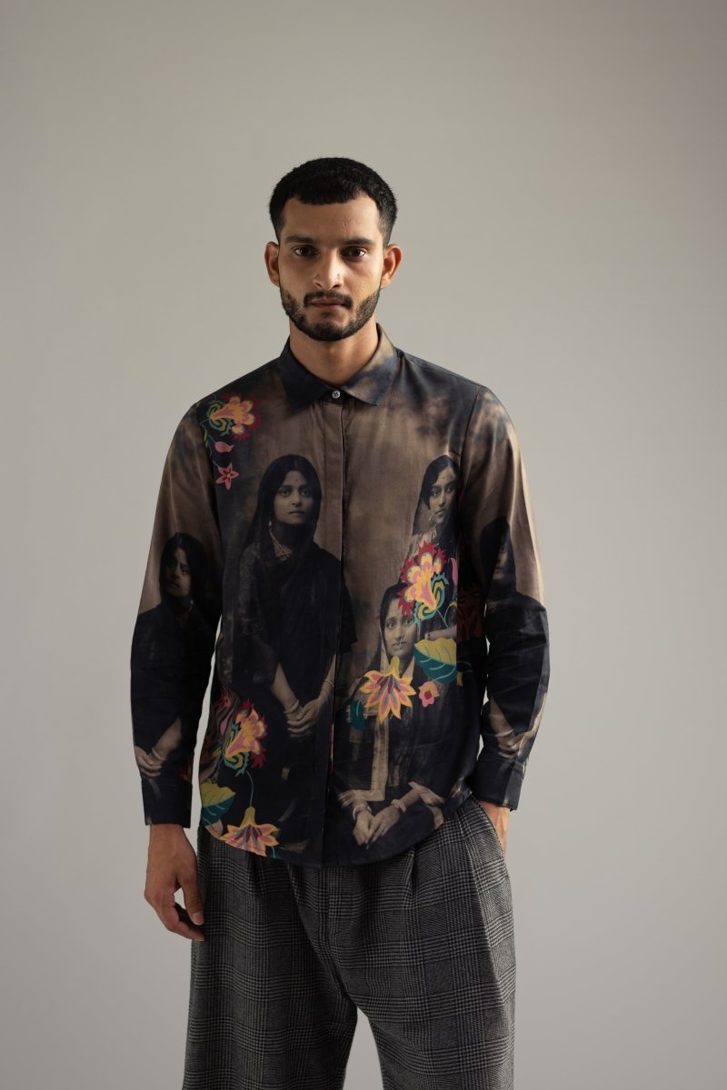 Vintage Family Shirt - Men - Black - Giza Cotton - Naymish Designs