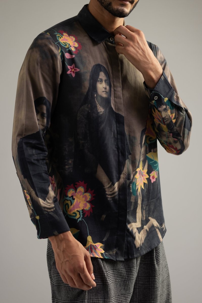 Vintage Family Shirt - Men - Black - Giza Cotton - Naymish Designs