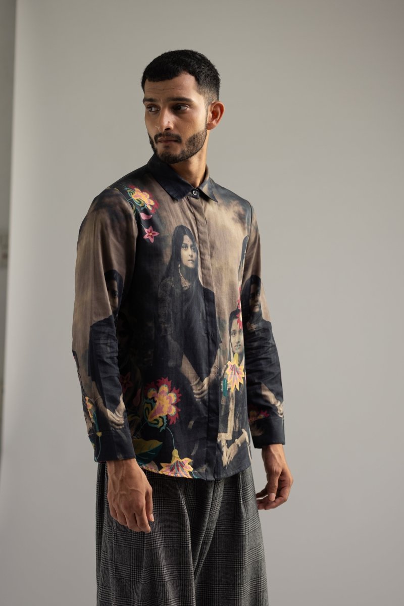 Vintage Family Shirt - Men - Black - Giza Cotton - Naymish Designs